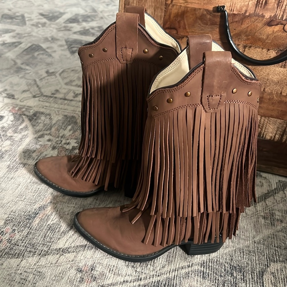 Worn ONCE Fringe Cowboy Cowgirl Boots
